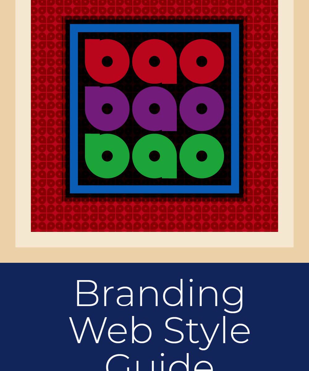 Web Style Guide Sample for the Design Advocate Portfolio, showing an overview of branding applied to web elements like blog posts, sign up forms and images.