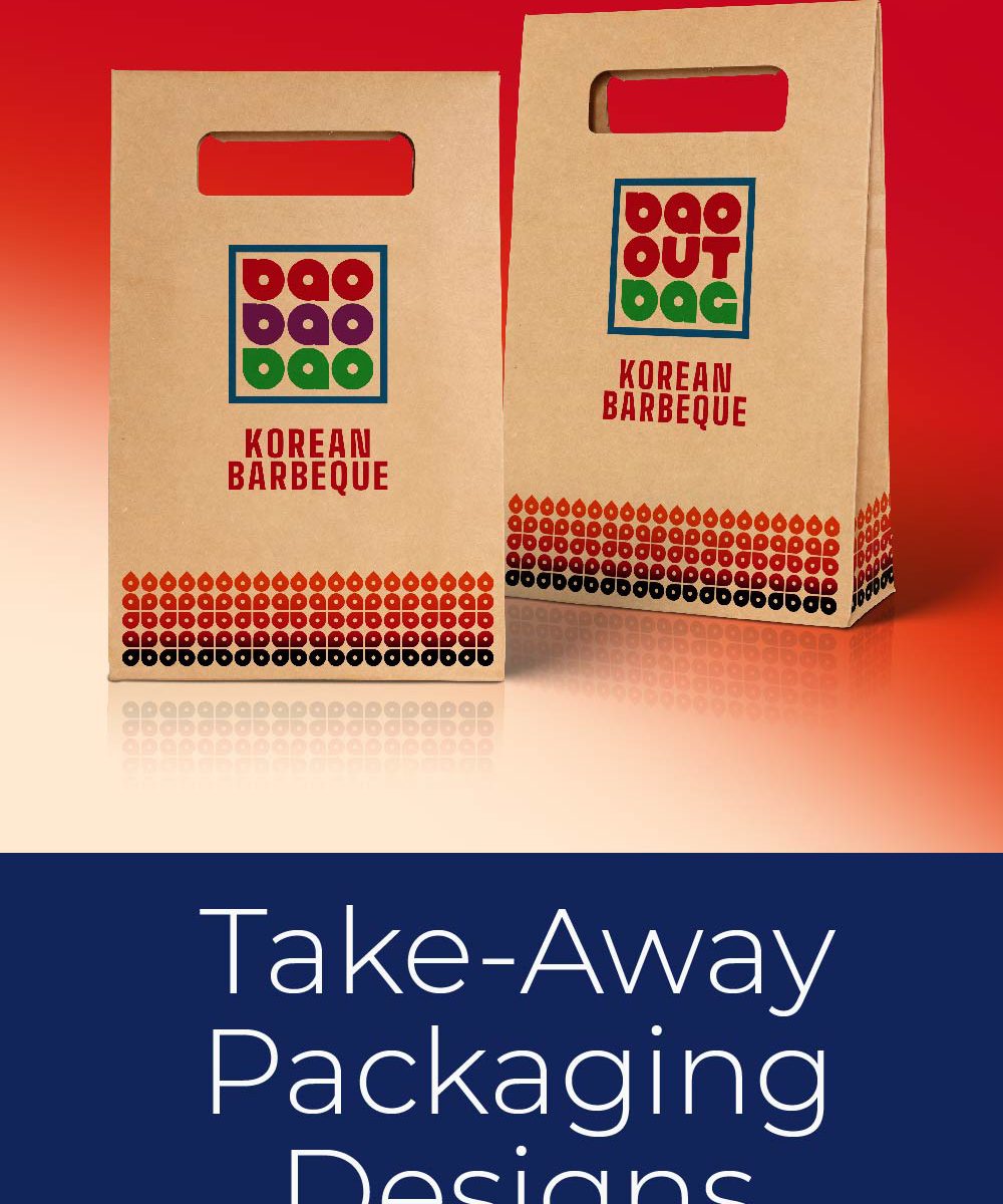 Packaging Design for Take-Away created by Design Advocate showing paper bags and boxes