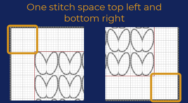 Correct final position of stitch pattern