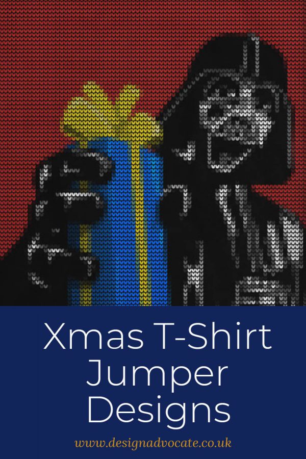 Vader crushing it on my portfolio sample for a Christmas T-Shirt jumper design by Design Advocate